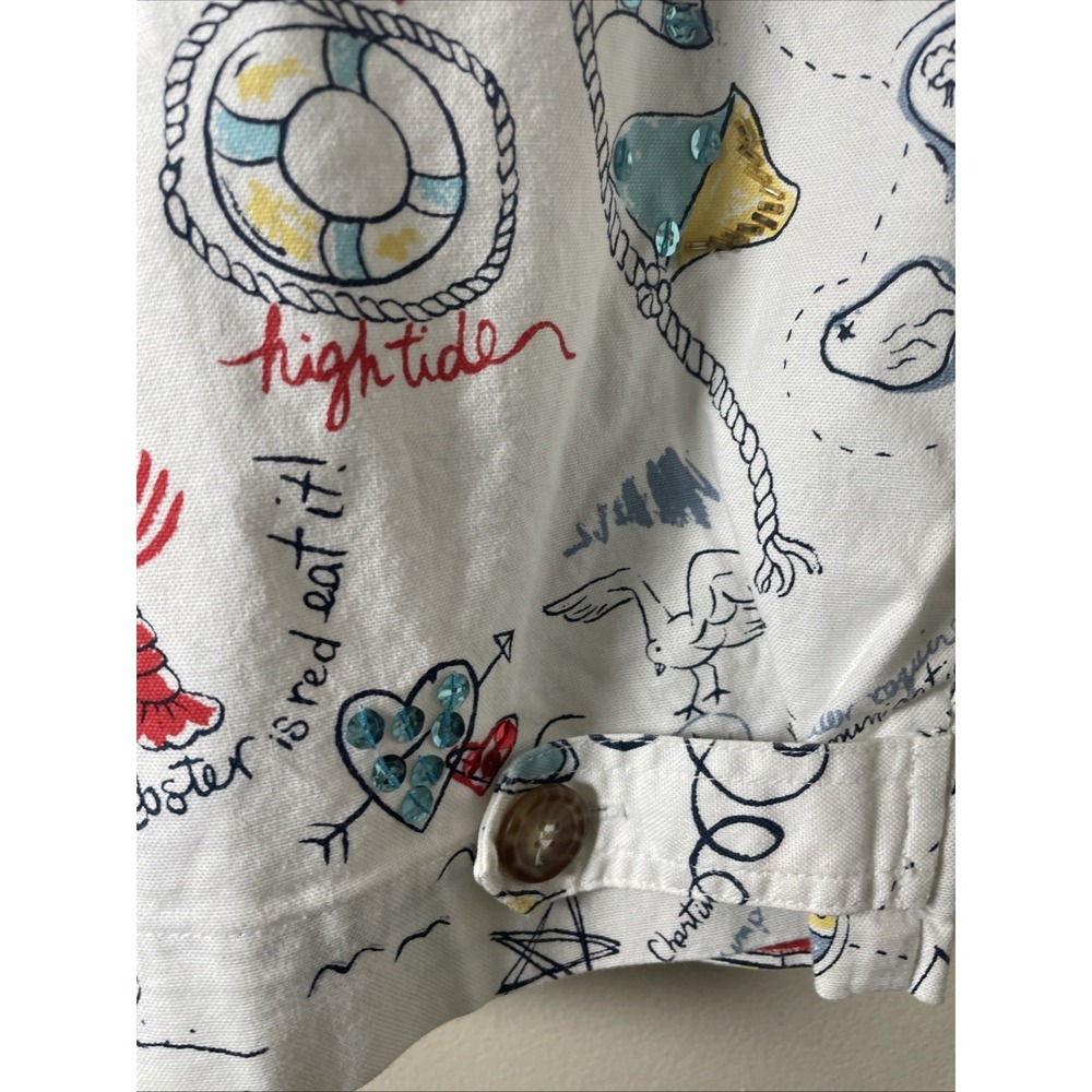 Vintage GRAFF Cropped Embellished Jacket Nautical Coastal Doodle Print Women's S - Picture 10 of 15